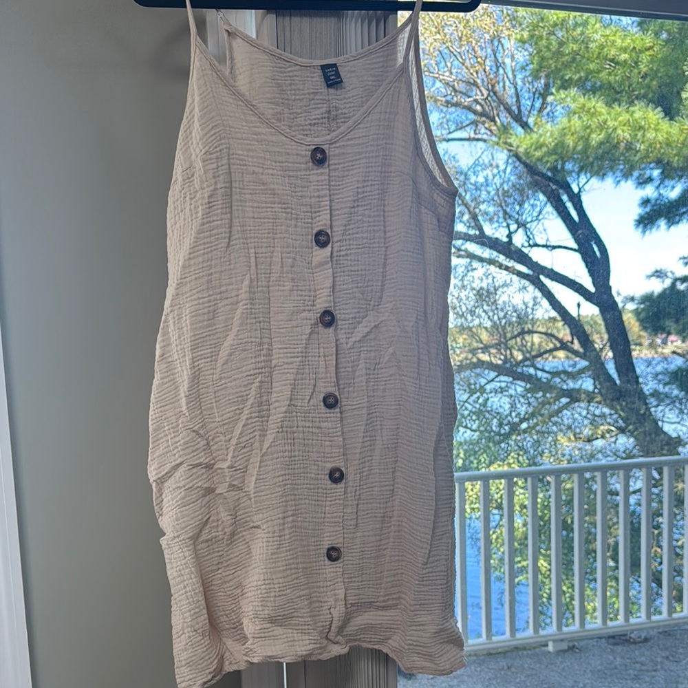 Cream Button-Down Sleeveless Top